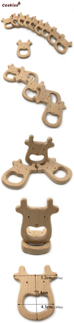 Drewniany gryzak organiczny dla dzieci ręcznie robiony - wiszący, w kształcie zwierzątka - Wianko - 1