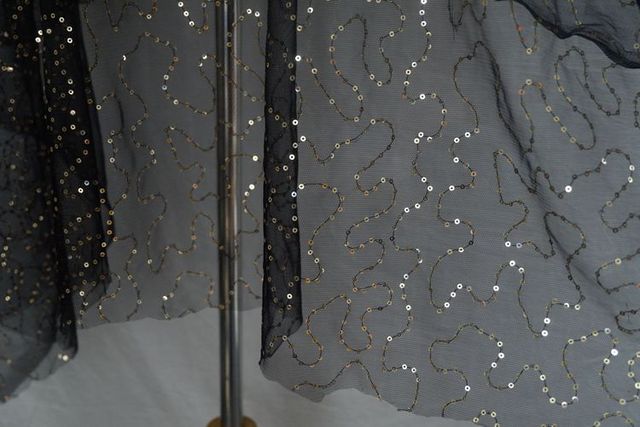 150 cm czarna siatka morelowa - złota tkanina zdobiona cekinami - sukienka do samodzielnego wykonania, welon ślubny, akcesoria, spódnica Tutu - materiał - Wianko - 15