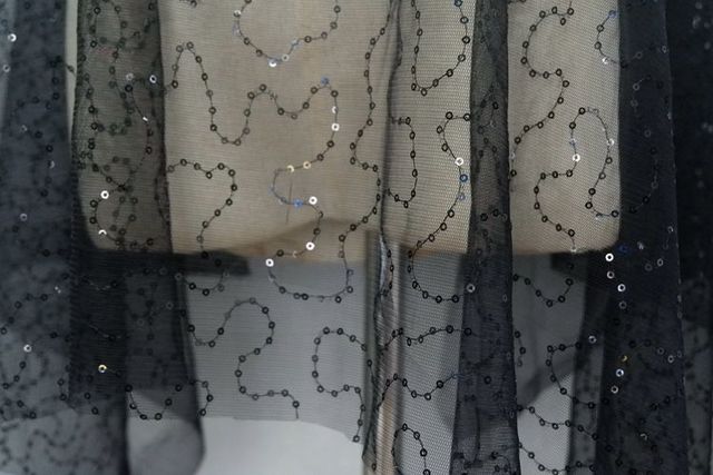 150 cm czarna siatka morelowa - złota tkanina zdobiona cekinami - sukienka do samodzielnego wykonania, welon ślubny, akcesoria, spódnica Tutu - materiał - Wianko - 20