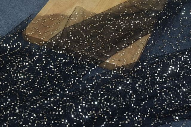 150 cm czarna siatka morelowa - złota tkanina zdobiona cekinami - sukienka do samodzielnego wykonania, welon ślubny, akcesoria, spódnica Tutu - materiał - Wianko - 12