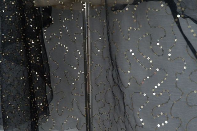150 cm czarna siatka morelowa - złota tkanina zdobiona cekinami - sukienka do samodzielnego wykonania, welon ślubny, akcesoria, spódnica Tutu - materiał - Wianko - 13
