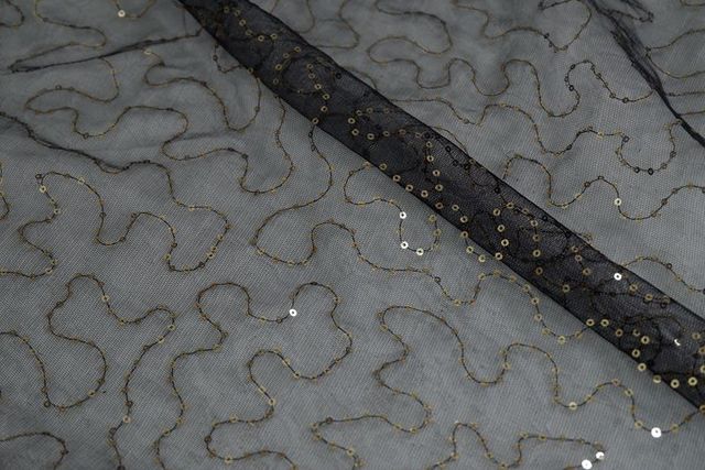 150 cm czarna siatka morelowa - złota tkanina zdobiona cekinami - sukienka do samodzielnego wykonania, welon ślubny, akcesoria, spódnica Tutu - materiał - Wianko - 11