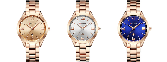 2021 CURREN zegarek damski wodoodporny z bransoletką, kwarcowy, złoty, luksusowy z prostym tarczą - Wianko - 2