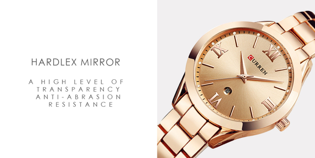 2021 CURREN zegarek damski wodoodporny z bransoletką, kwarcowy, złoty, luksusowy z prostym tarczą - Wianko - 6