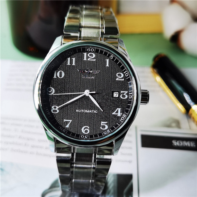 Zegarek mechaniczny ze stali nierdzewnej - Zwycięzca czarny, biznes i sport, moda męska (Top marka) - Wianko - 2