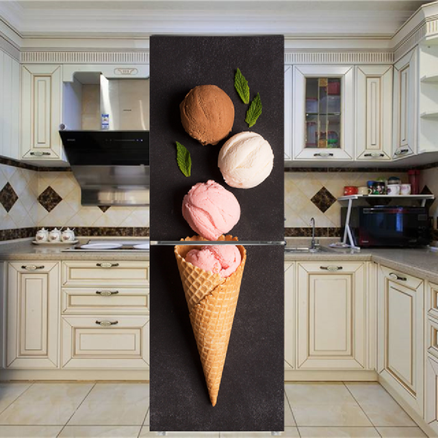 Naklejka samoprzylepna na lodówkę - kuchenne drzwi owocowe 3D tapeta - Wianko - 13