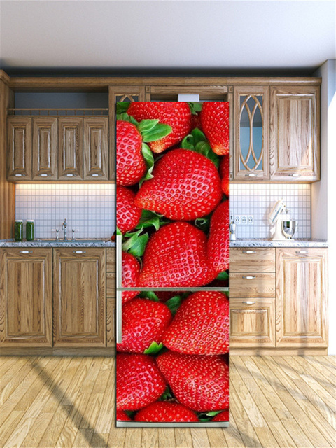 Naklejka samoprzylepna na lodówkę - kuchenne drzwi owocowe 3D tapeta - Wianko - 15
