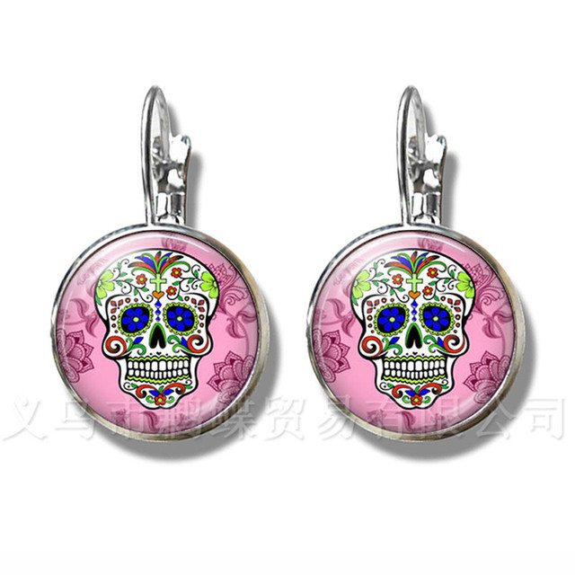Kolczyki Meksyk Candycolor ze szklaną kopułą i srebrnym szkieletem - Wianko - 7