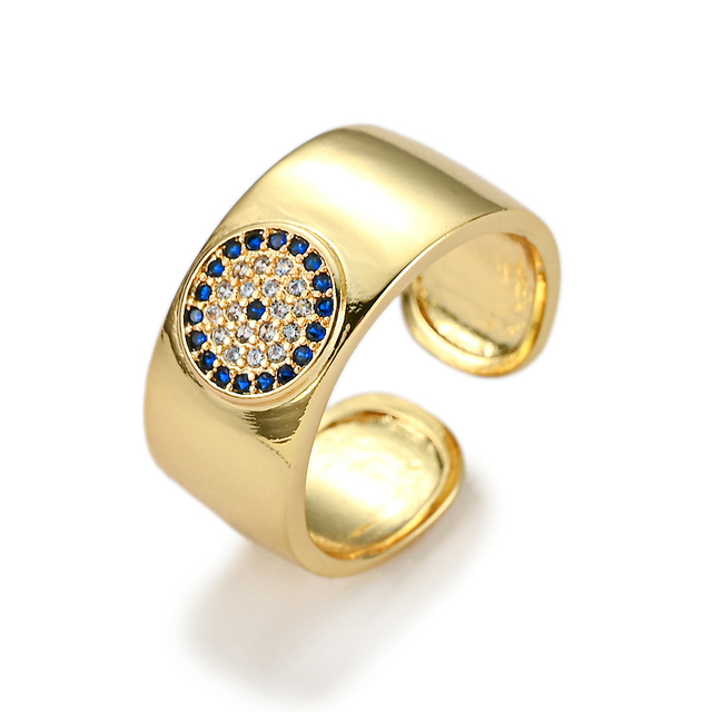 Pierścionek Pipitree luksusowy z wieloma diamentowymi okami z cyrkonią, regulowany, złoty kolor - Wianko - 13