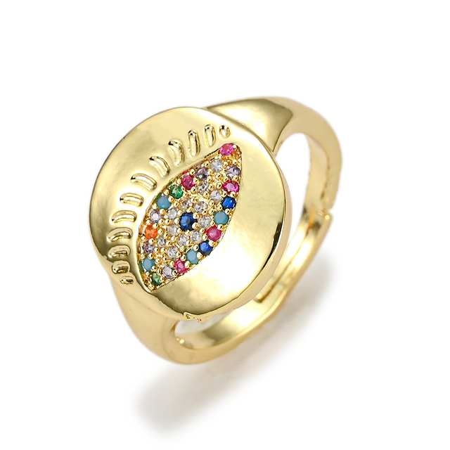Pierścionek Pipitree luksusowy z wieloma diamentowymi okami z cyrkonią, regulowany, złoty kolor - Wianko - 12
