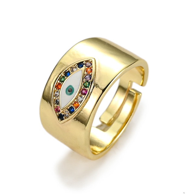 Pierścionek Pipitree luksusowy z wieloma diamentowymi okami z cyrkonią, regulowany, złoty kolor - Wianko - 8