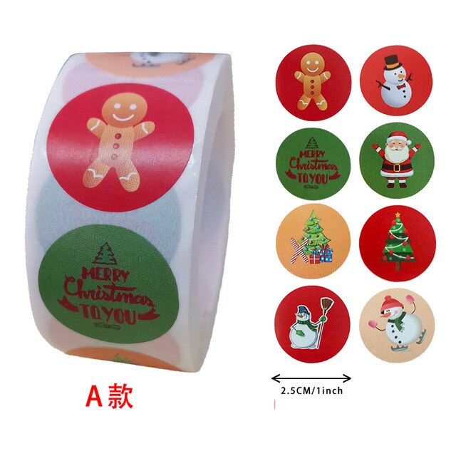 500 szt. samoprzylepnych etykiet 1 Cal Boże Narodzenie, wesołe święta, temat Seal, do ozdabiania prezentów, pakietów, kopert, dekorowania biurowych przedmiotów - Wianko - 5