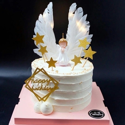 Dekoracja tortu - Skrzydła anioła, ozdoba do dekoracji tortu i akcesoria na przyjęcie urodzinowe dla dzieci, Baby Shower i wesel, tort doskonały na każdą okazję! - Wianko - 1