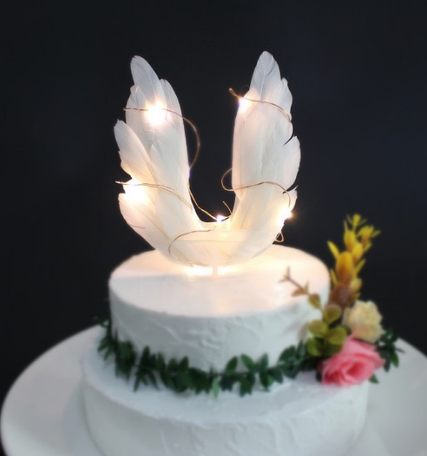 Dekoracja tortu - Skrzydła anioła, ozdoba do dekoracji tortu i akcesoria na przyjęcie urodzinowe dla dzieci, Baby Shower i wesel, tort doskonały na każdą okazję! - Wianko - 2