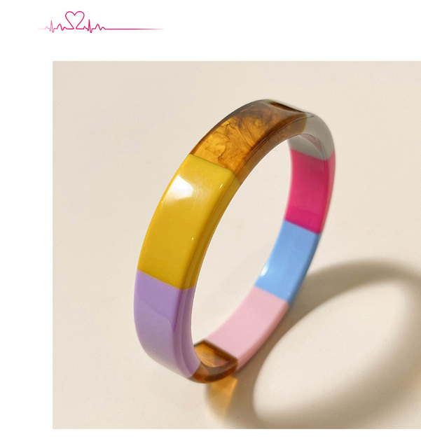 Modne okrągłe bransoletki z żywicy akrylowej w kolorowych geometrycznych wzorach - projektant, prosty styl - Wianko - 7