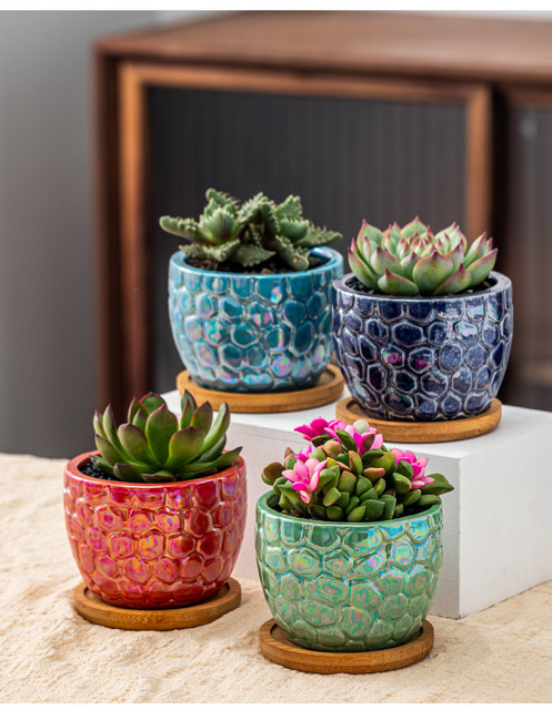 Soczysty kwiat garnek ceramiczny z galwanizacją marmurowego wzoru i kreatywną rośliną dla pulpitów i balkonów mały garnek - Wianko - 8