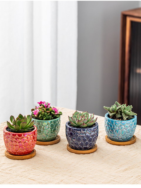 Soczysty kwiat garnek ceramiczny z galwanizacją marmurowego wzoru i kreatywną rośliną dla pulpitów i balkonów mały garnek - Wianko - 3