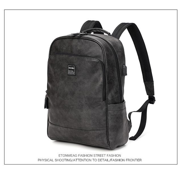 Plecak szkolny męski marki Skórzany 2020 w modnym fali stylu z miejscem na laptopa - Wianko - 20