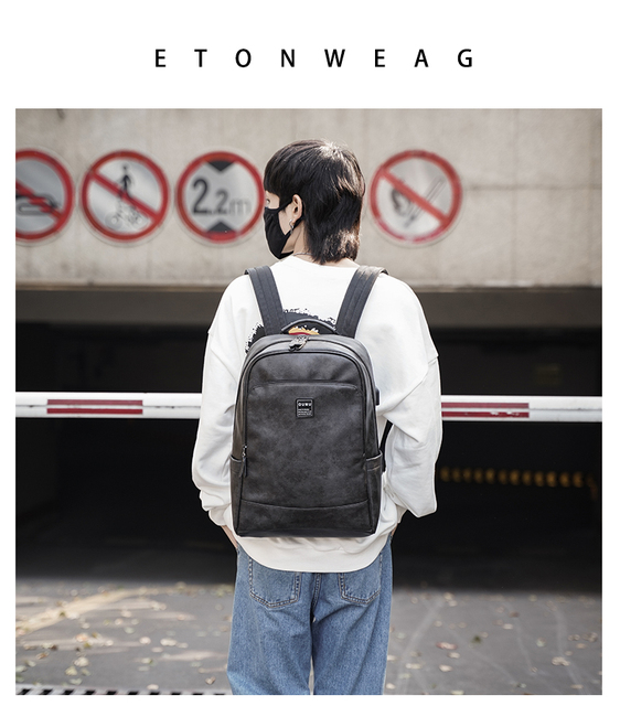 Plecak szkolny męski marki Skórzany 2020 w modnym fali stylu z miejscem na laptopa - Wianko - 8