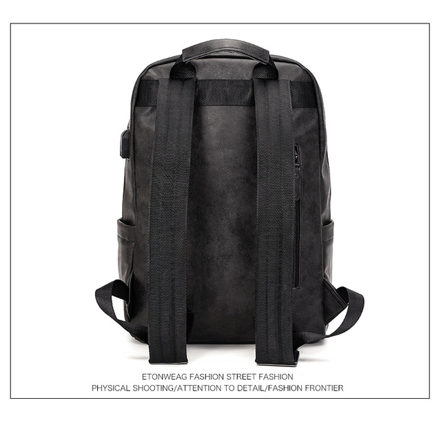 Plecak szkolny męski marki Skórzany 2020 w modnym fali stylu z miejscem na laptopa - Wianko - 22