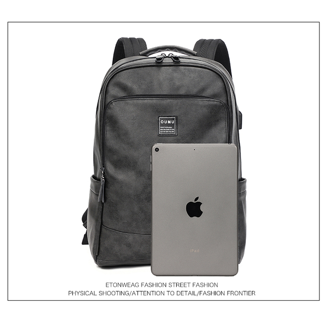Plecak szkolny męski marki Skórzany 2020 w modnym fali stylu z miejscem na laptopa - Wianko - 23