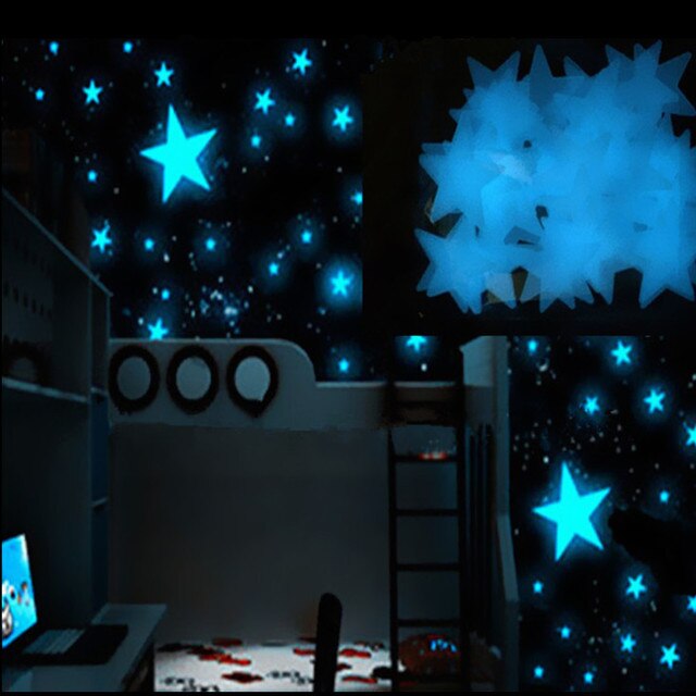 Naklejki ścienne Star Glow - 100 sztuk; dekoracje fluorescencyjne świecące w ciemności dla dzieci; do pokoi sypialnianych - Wianko - 11