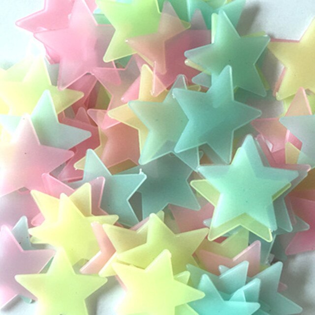 Naklejki ścienne Star Glow - 100 sztuk; dekoracje fluorescencyjne świecące w ciemności dla dzieci; do pokoi sypialnianych - Wianko - 5