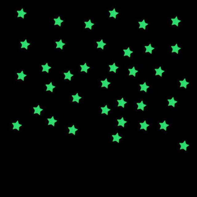 Naklejki ścienne Star Glow - 100 sztuk; dekoracje fluorescencyjne świecące w ciemności dla dzieci; do pokoi sypialnianych - Wianko - 4