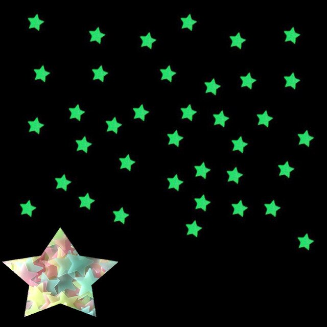 Naklejki ścienne Star Glow - 100 sztuk; dekoracje fluorescencyjne świecące w ciemności dla dzieci; do pokoi sypialnianych - Wianko - 2