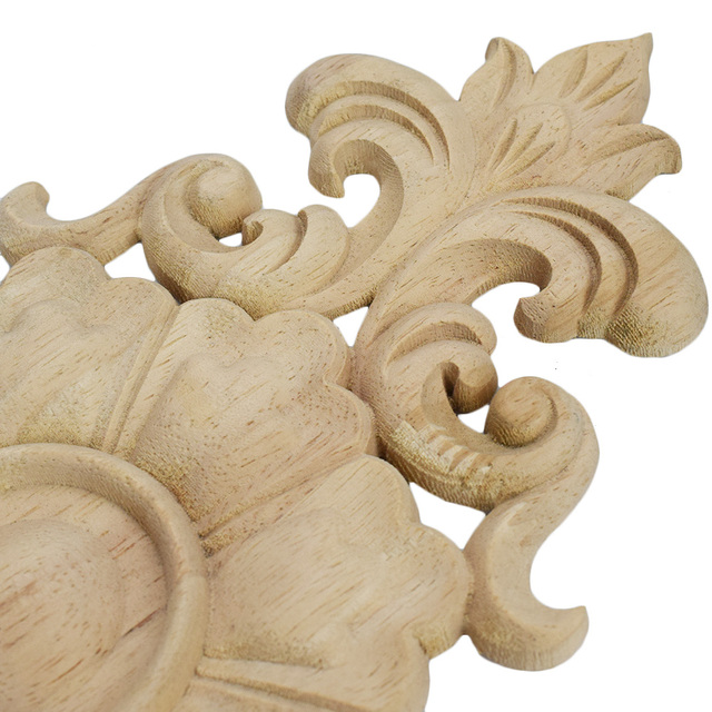Drewniana rzeźba europejskiego stylu - 2 sztuki, aplikacja kwiatowa, do dekoracji domu - Wianko - 7