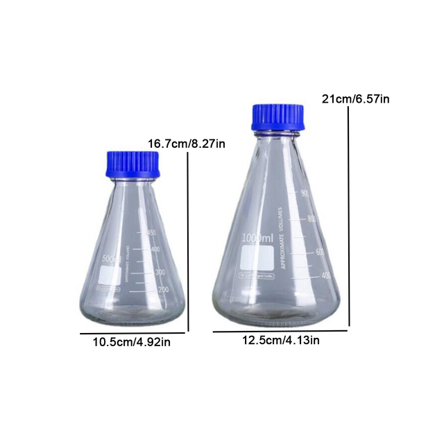 Butelka odczynnikowa z kolbą szklaną niebieską przezroczystą, 250/500/1000 ml, z gwintowanym ustnikiem i skalą - Wianko - 11