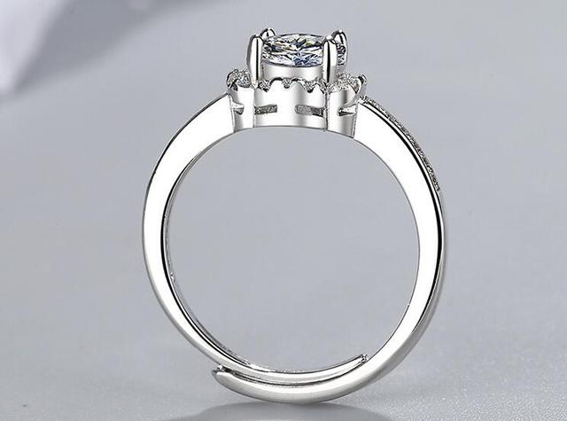 Regulowane pierścienie z wykwintnego srebra 925 w kształcie kwiatu z cyrkonią dla kobiet - biżuteria ślubna, zaręczynowa, prezent - Wianko - 2