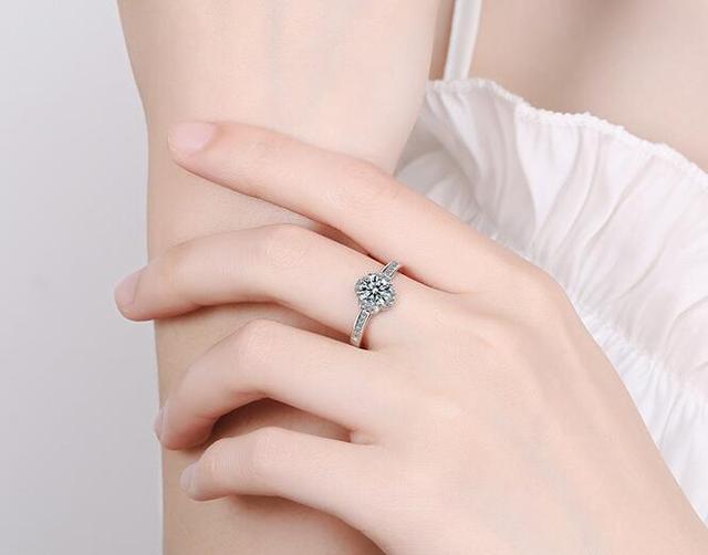 Regulowane pierścienie z wykwintnego srebra 925 w kształcie kwiatu z cyrkonią dla kobiet - biżuteria ślubna, zaręczynowa, prezent - Wianko - 8