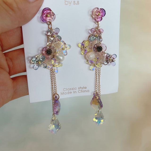 Kolczyki wiszące MWSONYA Korea 2021 z kolorowymi kryształami motylkowymi dla kobiet - długi, wiszący łańcuszek, kwiatowy wisiorek kolczyk - Wianko - 43