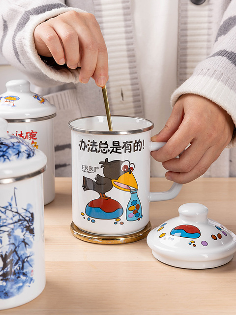 Emaliowana filiżanka kubek chińskiego kreskówkowego wzoru do napojów - Wianko - 5