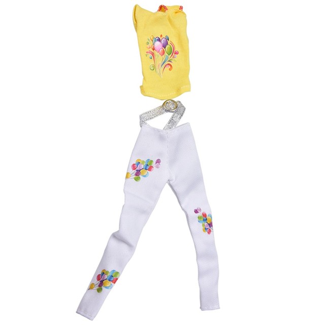Barbie - zestaw z żółtym zbiornikiem i białymi spodniami z kwiatowym wzorem | Akcesoria dla lalek - Wianko - 5