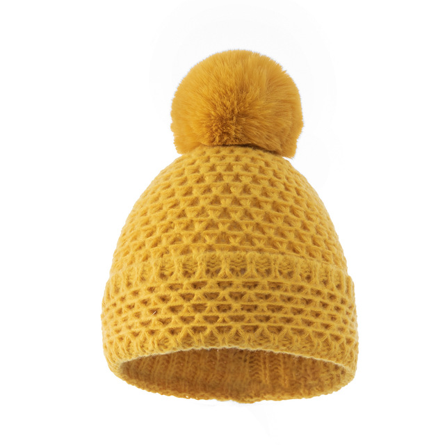 Zimowe dzianinowe czapki dla dzieci - dziewczynki i chłopców (21x21 cm) - ciepłe i miękkie na co dzień - Wianko - 15