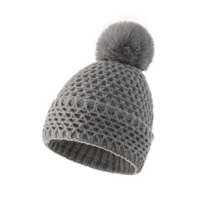 Zimowe dzianinowe czapki dla dzieci - dziewczynki i chłopców (21x21 cm) - ciepłe i miękkie na co dzień - Wianko - 2