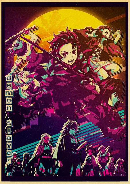 Plakat Pogromca demonów/Kimetsu no Yaiba - japońskie Anime, styl Retro, malarstwo dekoracyjne, artystyczna naklejka na ścianę o174 - Wianko - 30