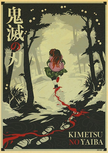 Plakat Pogromca demonów/Kimetsu no Yaiba - japońskie Anime, styl Retro, malarstwo dekoracyjne, artystyczna naklejka na ścianę o174 - Wianko - 31