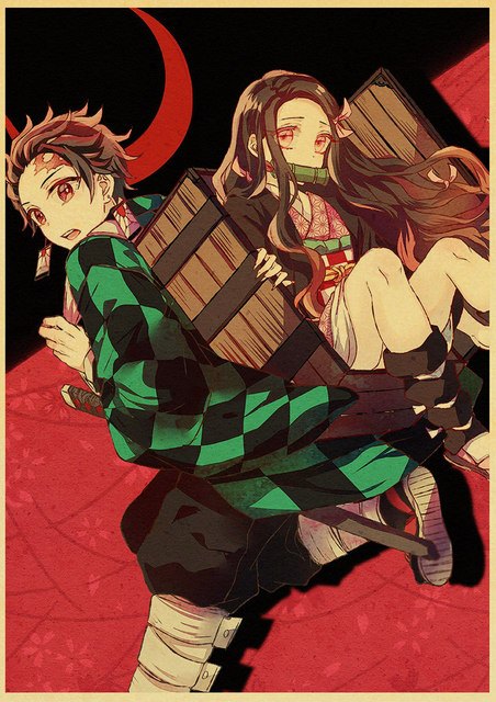 Plakat Pogromca demonów/Kimetsu no Yaiba - japońskie Anime, styl Retro, malarstwo dekoracyjne, artystyczna naklejka na ścianę o174 - Wianko - 2