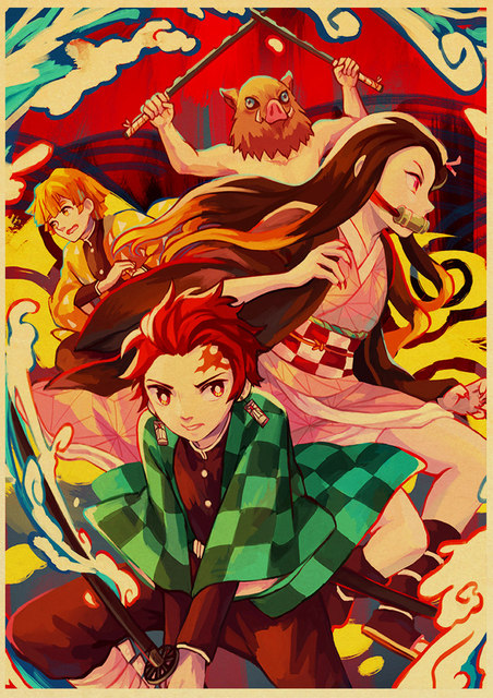 Plakat Pogromca demonów/Kimetsu no Yaiba - japońskie Anime, styl Retro, malarstwo dekoracyjne, artystyczna naklejka na ścianę o174 - Wianko - 15