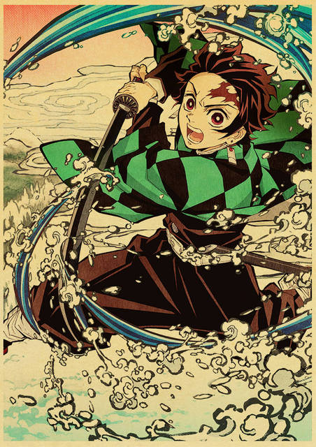 Plakat Pogromca demonów/Kimetsu no Yaiba - japońskie Anime, styl Retro, malarstwo dekoracyjne, artystyczna naklejka na ścianę o174 - Wianko - 14