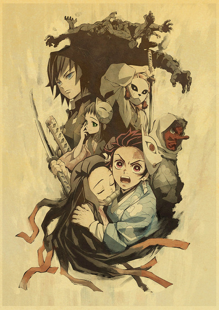Plakat Pogromca demonów/Kimetsu no Yaiba - japońskie Anime, styl Retro, malarstwo dekoracyjne, artystyczna naklejka na ścianę o174 - Wianko - 7