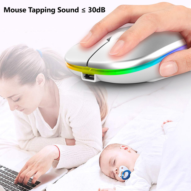 Bezprzewodowa mysz Bluetooth RGB ANKNDO ładująca z podświetleniem 2.4G ultra-cienka i cicha dla PC i laptopa - Wianko - 6