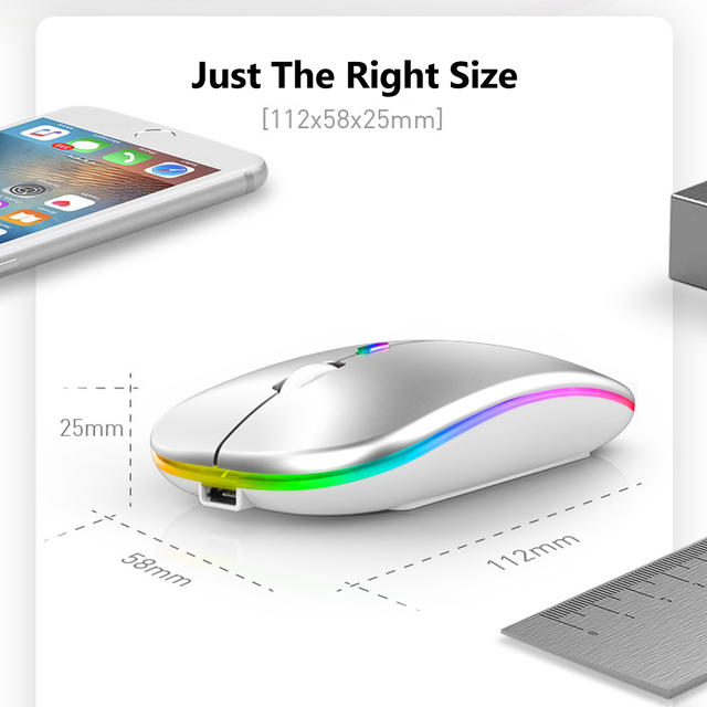 Bezprzewodowa mysz Bluetooth RGB ANKNDO ładująca z podświetleniem 2.4G ultra-cienka i cicha dla PC i laptopa - Wianko - 8
