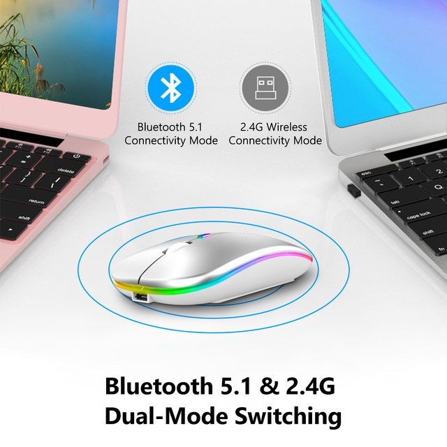 Bezprzewodowa mysz Bluetooth RGB ANKNDO ładująca z podświetleniem 2.4G ultra-cienka i cicha dla PC i laptopa - Wianko - 9