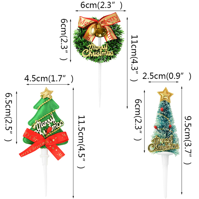 Zestaw 5 wesołych świątecznych topperów do ciast z motywem choinki, wianka i girlandy - ozdoby na przyjęcie Bożonarodzeniowe - Wianko - 4