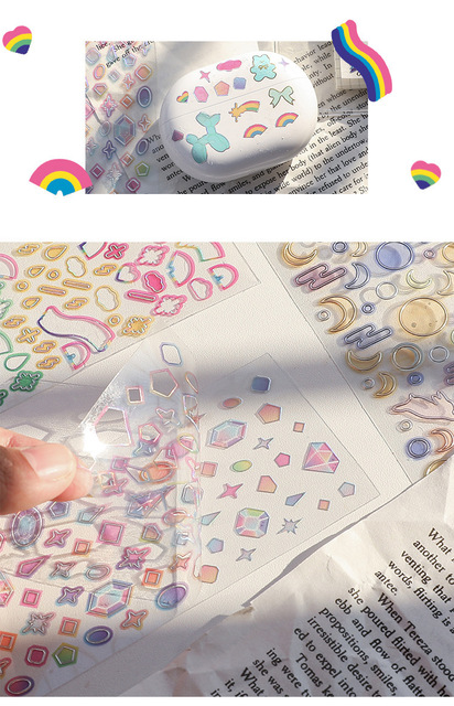 Kolorowe brązujące naklejki pcv do scrapbookingu, journalingu i dekoracji DIY - Wianko - 10