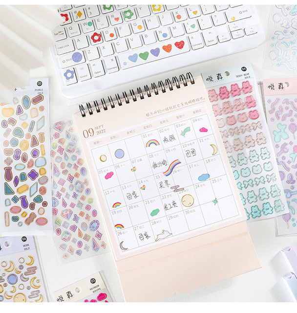 Kolorowe brązujące naklejki pcv do scrapbookingu, journalingu i dekoracji DIY - Wianko - 7